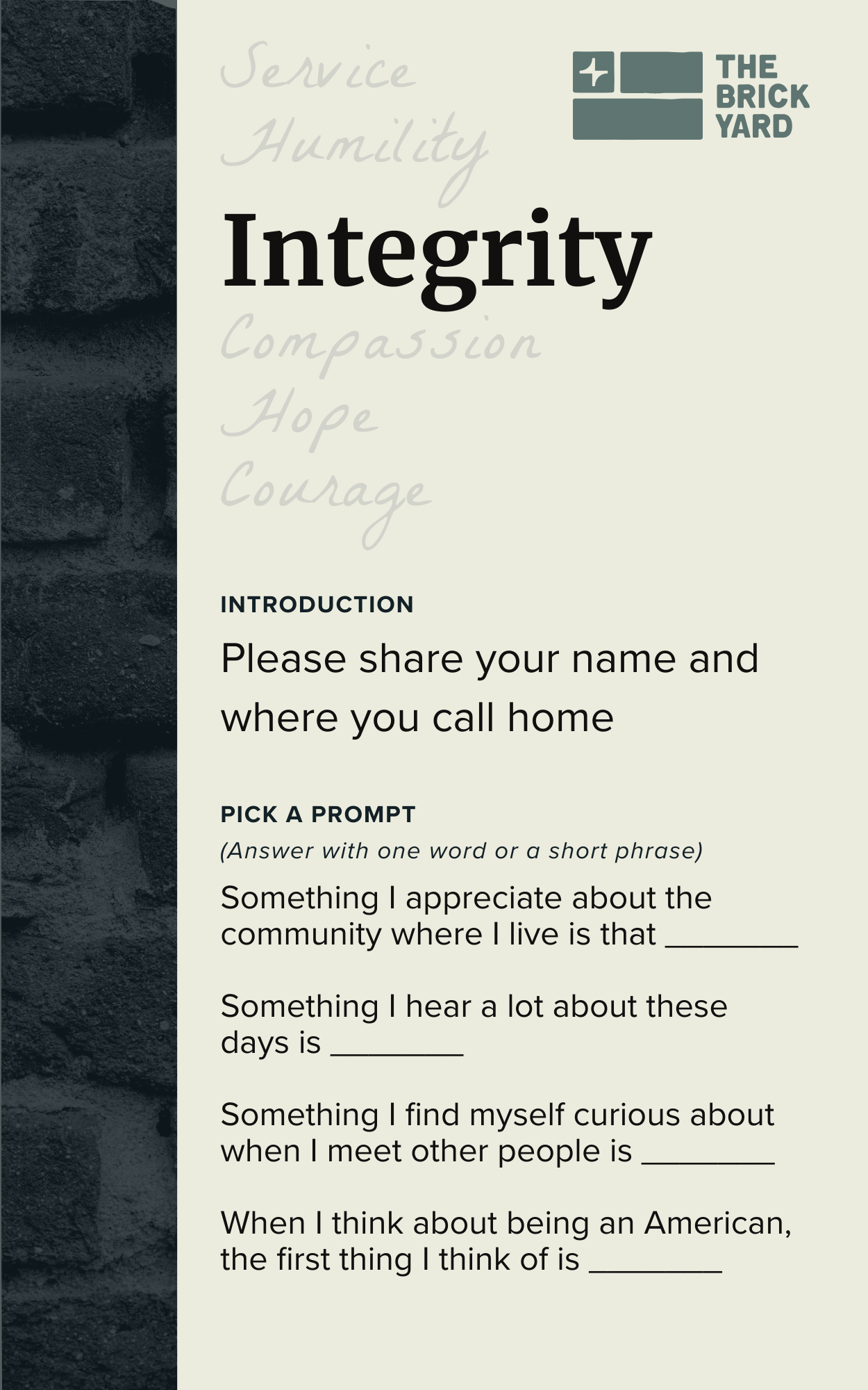 Conversation Cards Core Values