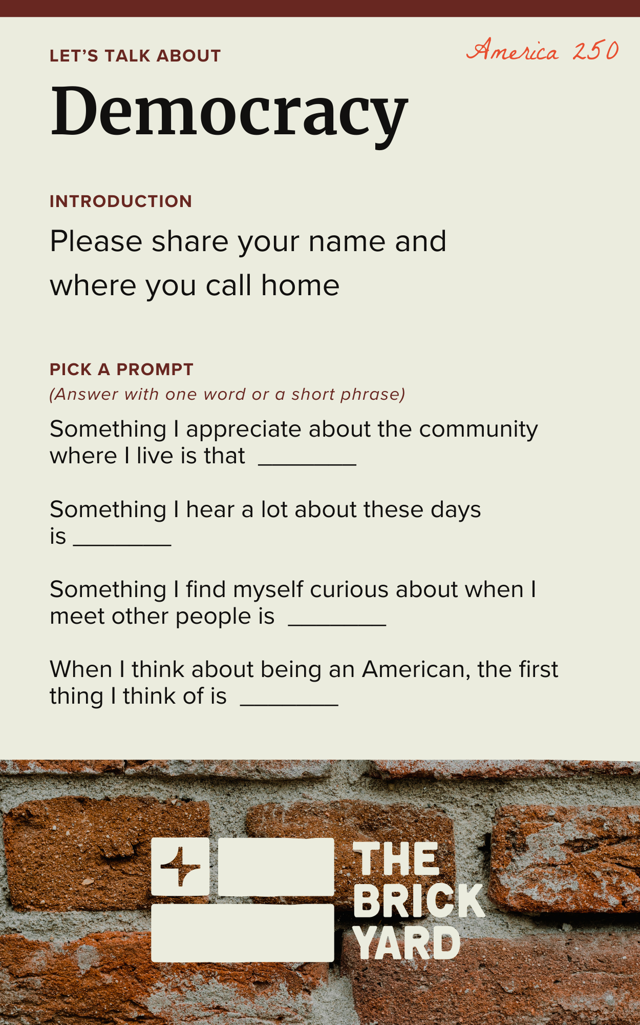 Conversation Cards America 250